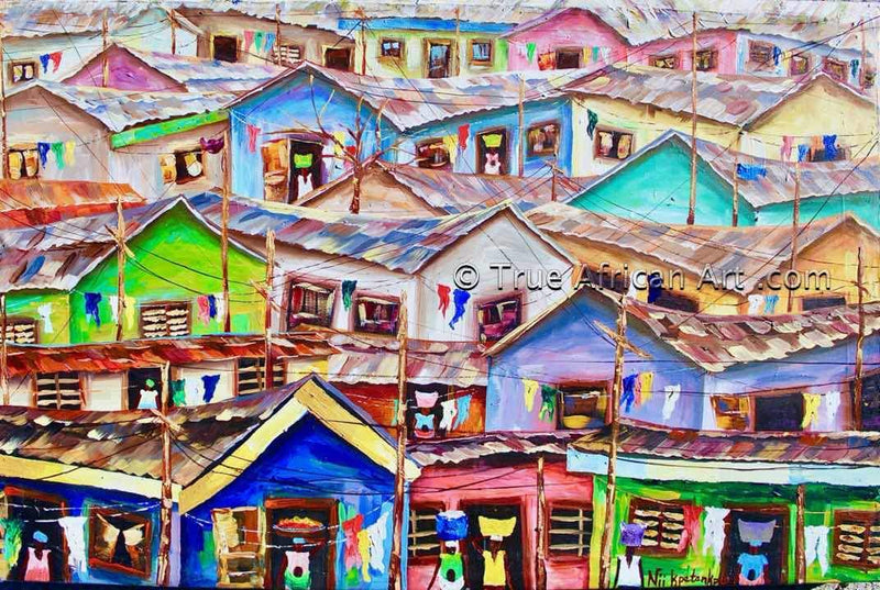 Nii Kpetenkple - Ghana  -  Life Goes On  -  Print  -  True African Art .com