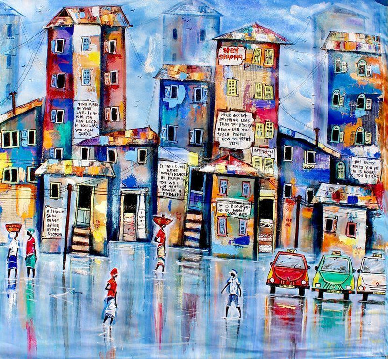 Appiah Ntiaw | Ghana | "The Blue Line" | Print | True African Art .com