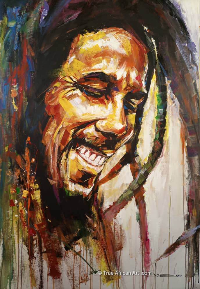 African Artist, C-Kle, from Ghana paints Bob Marley.