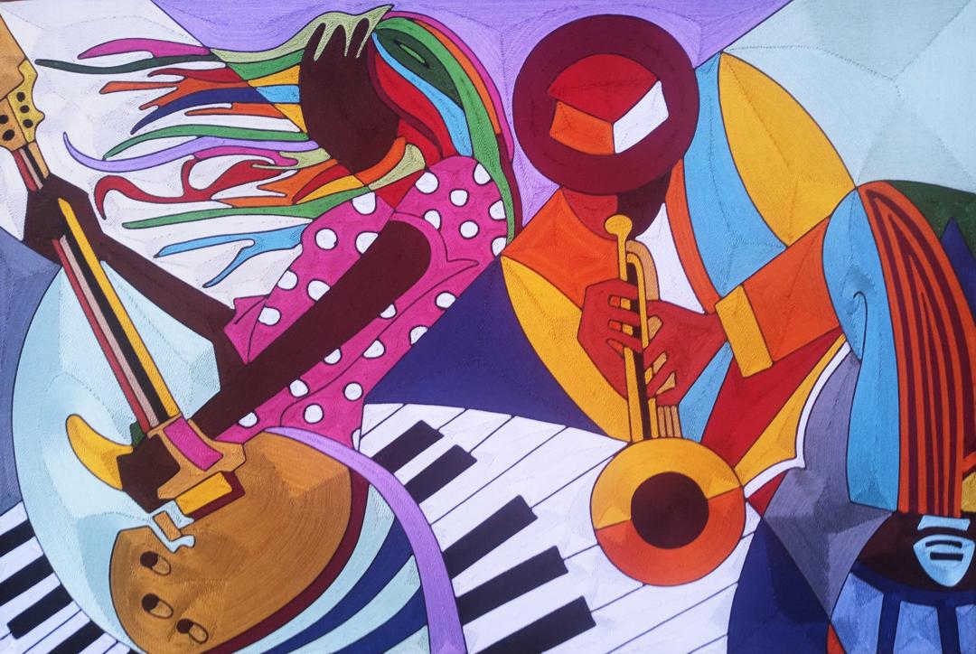 Yeb - Yeboah Family  |  Ghana  |  Rock Meets Jazz  |  Hand Sewn  |  True African Art .com