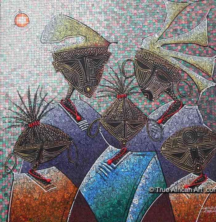 Paul Omidiran  |  Nigeria  |  "Family of Five"  |  Original  |  True African Art .com