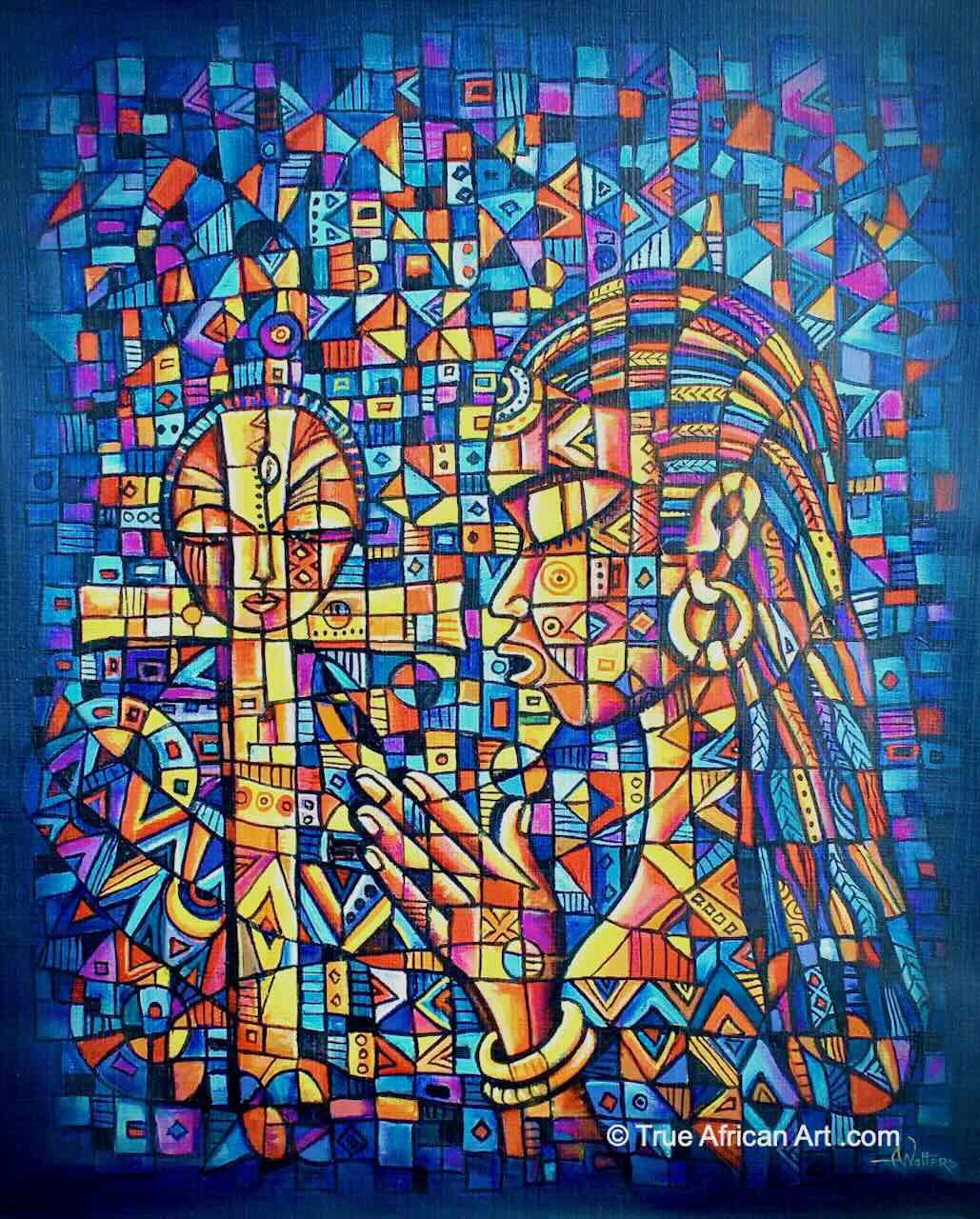 Angu Walters |  Cameroon  |  Prayer  - Hand Painted by the artist.  |  True African Art .com
