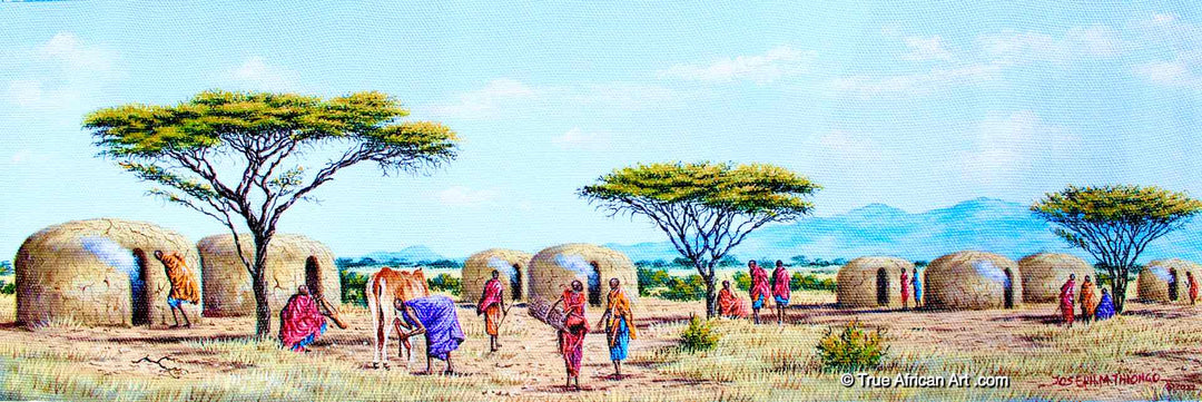 Joseph Thiongo  |  Kenya  |  Village Life 1  | True African Art .com