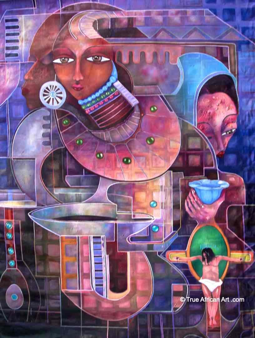Kenneth Otelu  |  Uganda |  Original  |  Spiritual Trio  |  True African Art .com