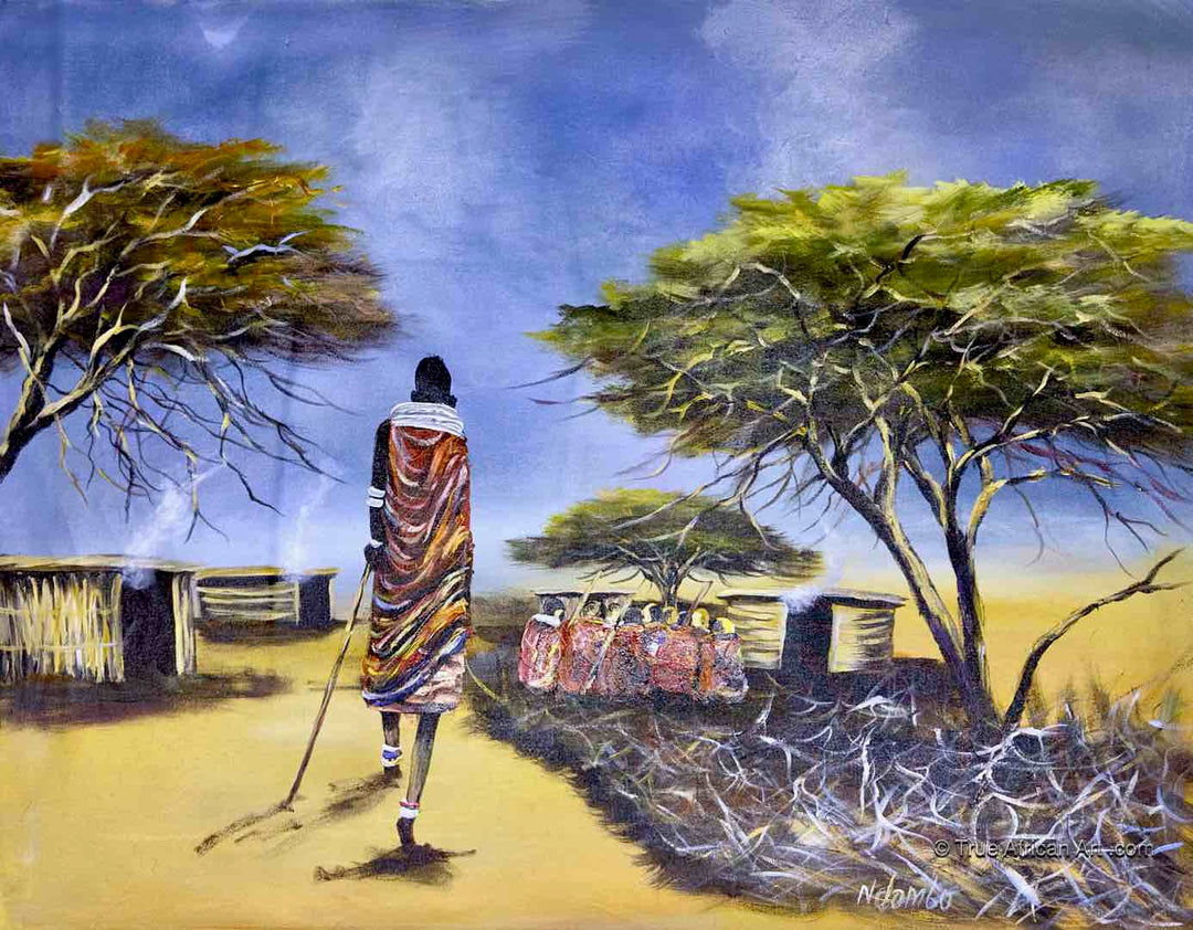 John Ndambo  |  Maasai Art  |  Oils on Canvas  |  Original  |  True African Art .com