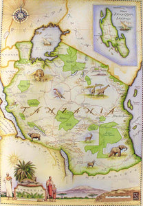 Blue Rhino Mas  |  Tanzania Map  |  Print on Heavy Paper