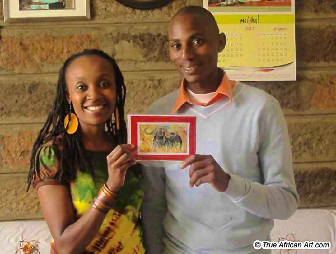 Kenyan Artist Albert Lizah with Website Owner, Gathinja Yamokoski