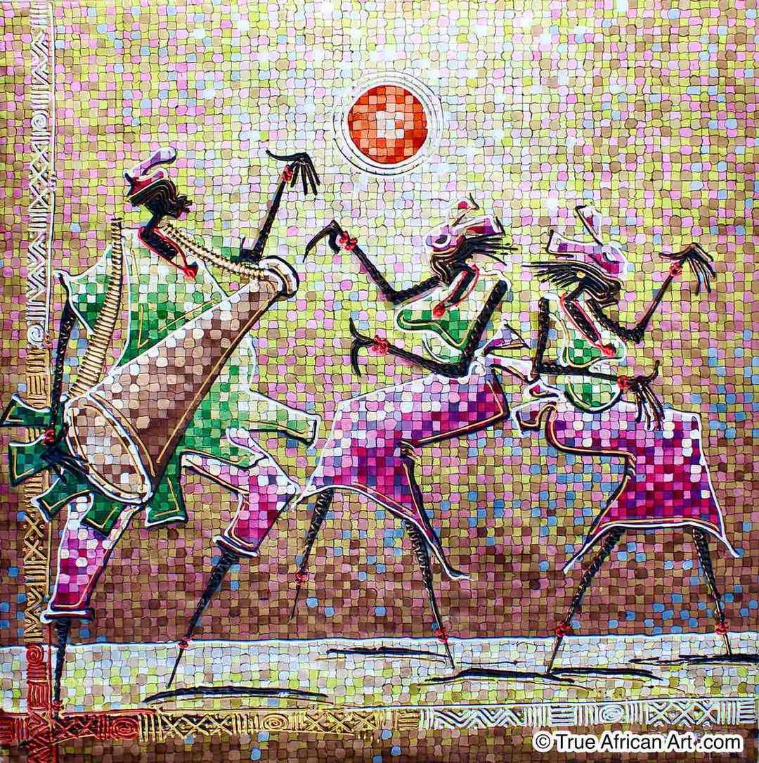 Paul Omidiran  |  Nigeria  |  Drummer and the Dancers 2  |  Original  |  True African Art .com