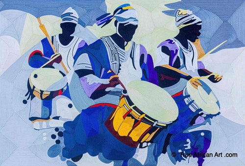 Yeboah's  |  Ghana  |  Drumming for Peace  |  Hand Sewn  |  True African Art .com