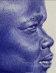 Close up of "Extraordinary" by Ghanaian artist, Enam Bosokah.  Done by a pen on paper.