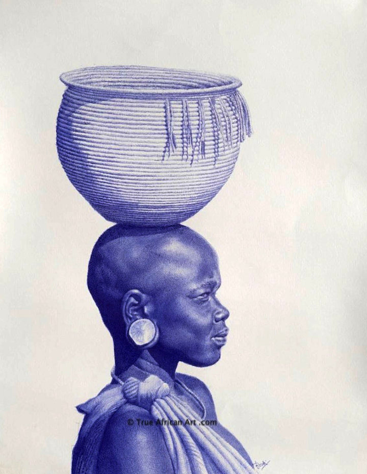 Enam Bosokah  |  Ghana  |  "Extraordinary"  |  Original  |  Bic Pen on Paper  |  True African Art .com