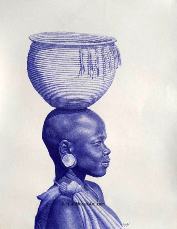 Enam Bosokah  |  Ghana  |  "Extraordinary"  |  Original  |  Bic Pen on Paper  |  True African Art .com