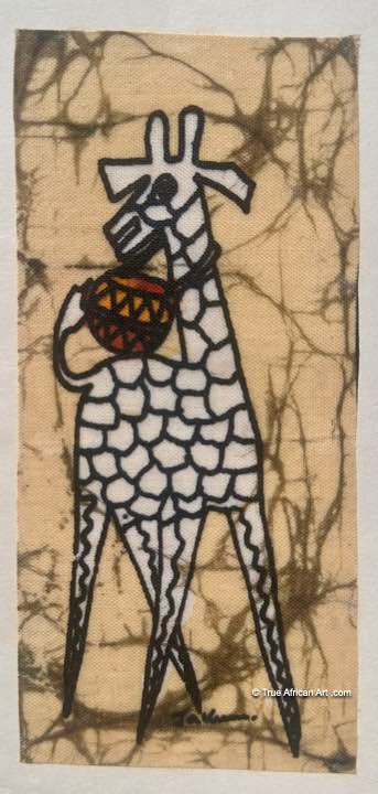 Mt. Kenya Card  |  Giraffe Batik |  Handmade  |  True African Art .com   