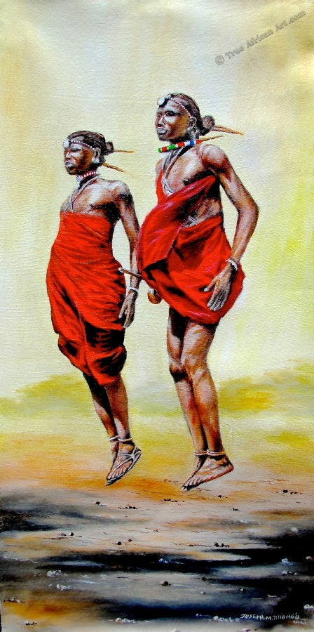 Joseph Thiongo  |  Kenya  |  Jumping Maasai 2020  |  Print  |  True African Art .com