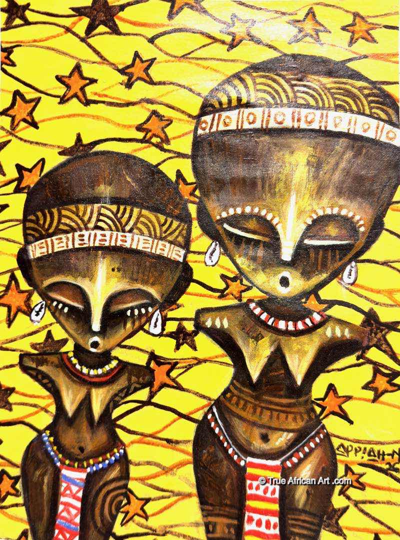 Appiah Ntiaw  |  Ghana  |  "Learning from Mother"  |  Original  |  True African Art .com
