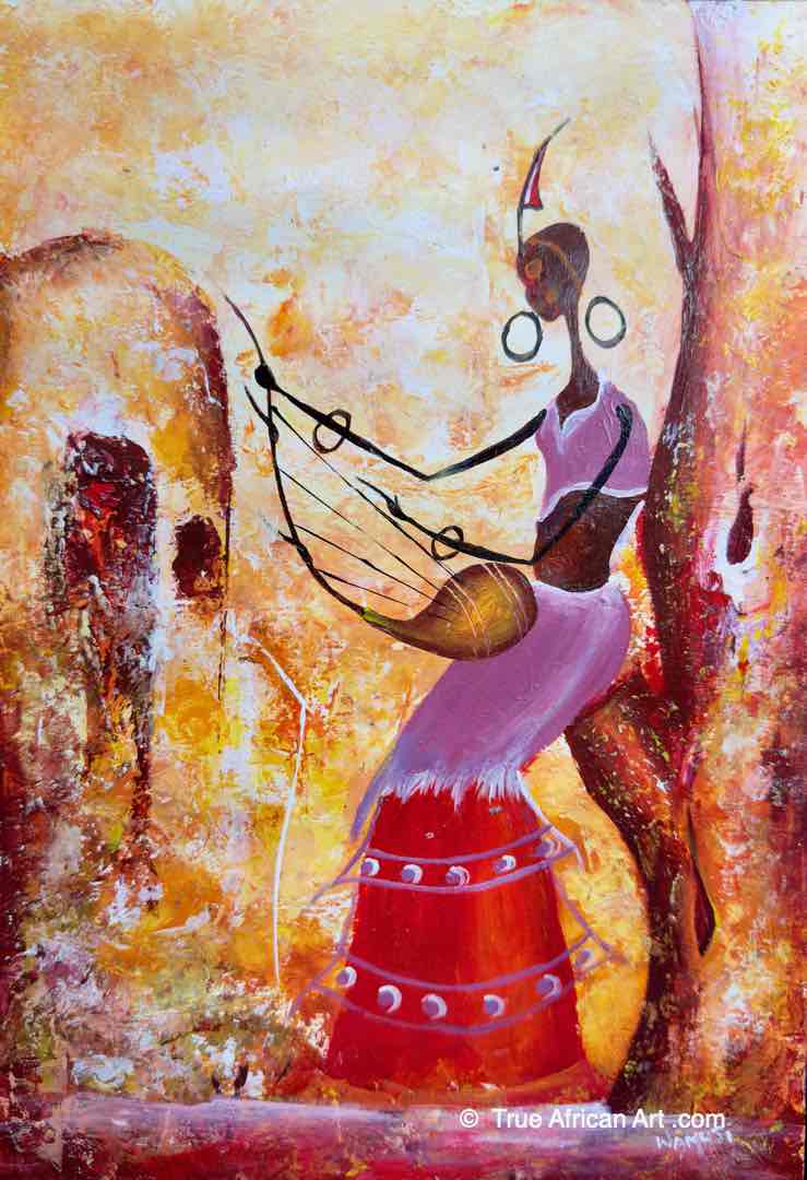 Acrylic painting, market women wall art, original canvas painting, home decor, buy African wall decor