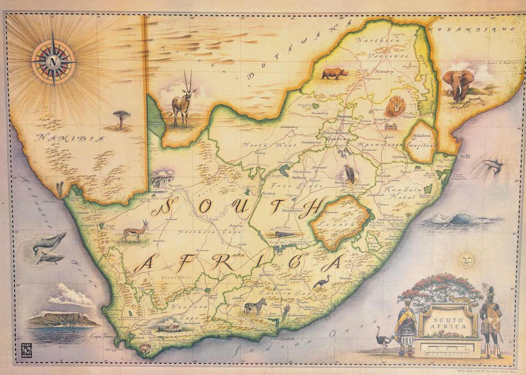 Blue Rhino Maps  |  South Africa  |  Print  |  True African Art .com