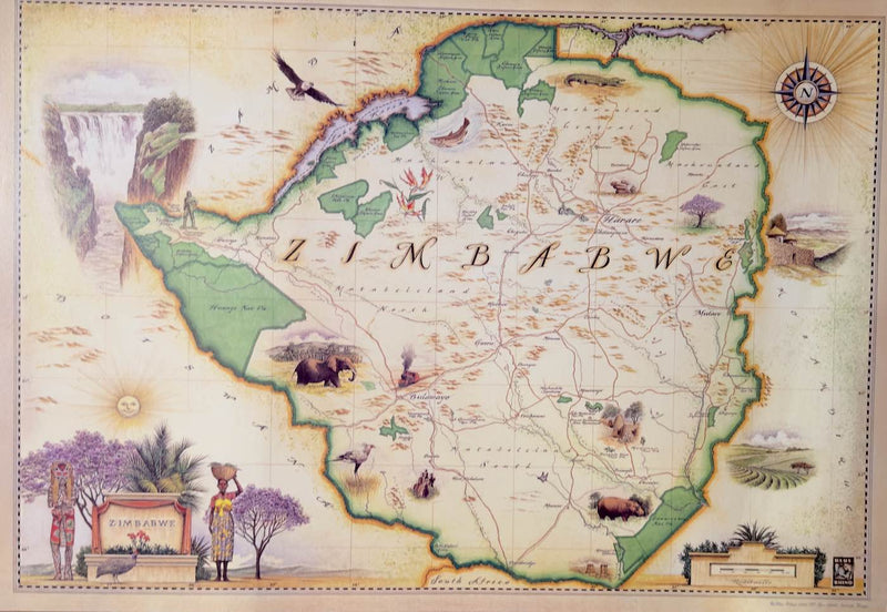 Blue Rhino Maps  |  Zimbabwe  |  Print  |  Sold by True African Art .com