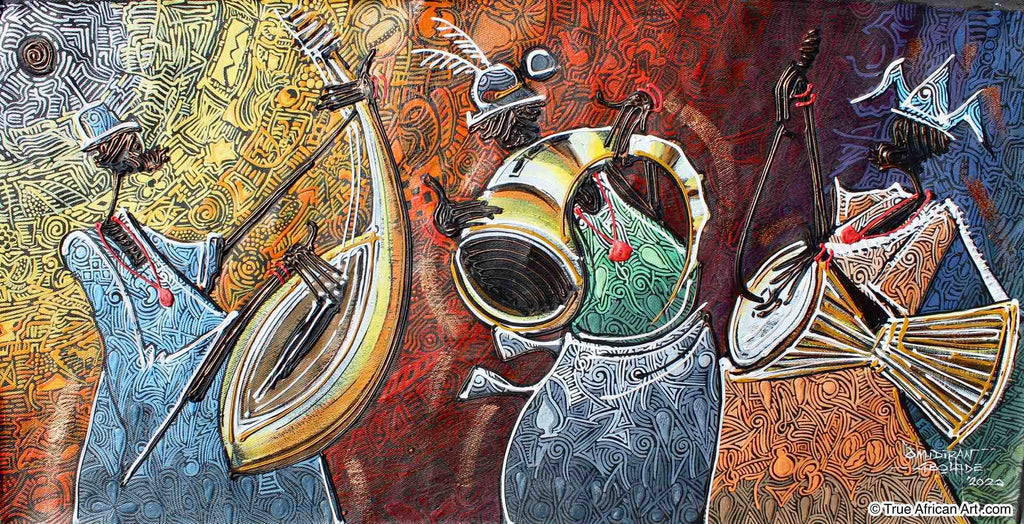 Paul Gbolade Omidiran | Nigeria | "Hausa, Ibo, Yoruba Musicians" |  Original and Print  | True African Art .com