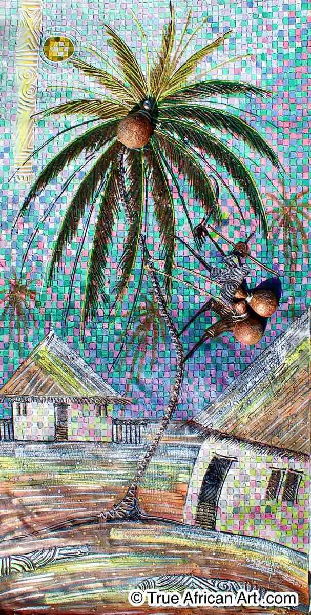 Paul Gbolade Omidiran  |  Nigeria  |  "Palm Wine Tapper"  |  Original and Print  |  True African Art .com