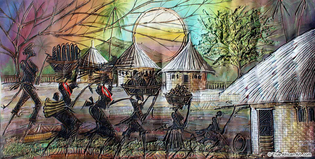 Paul Gbolade Omidiran | Nigeria |  "Return from the Farm"  |  Original and Print  | True African Art .com