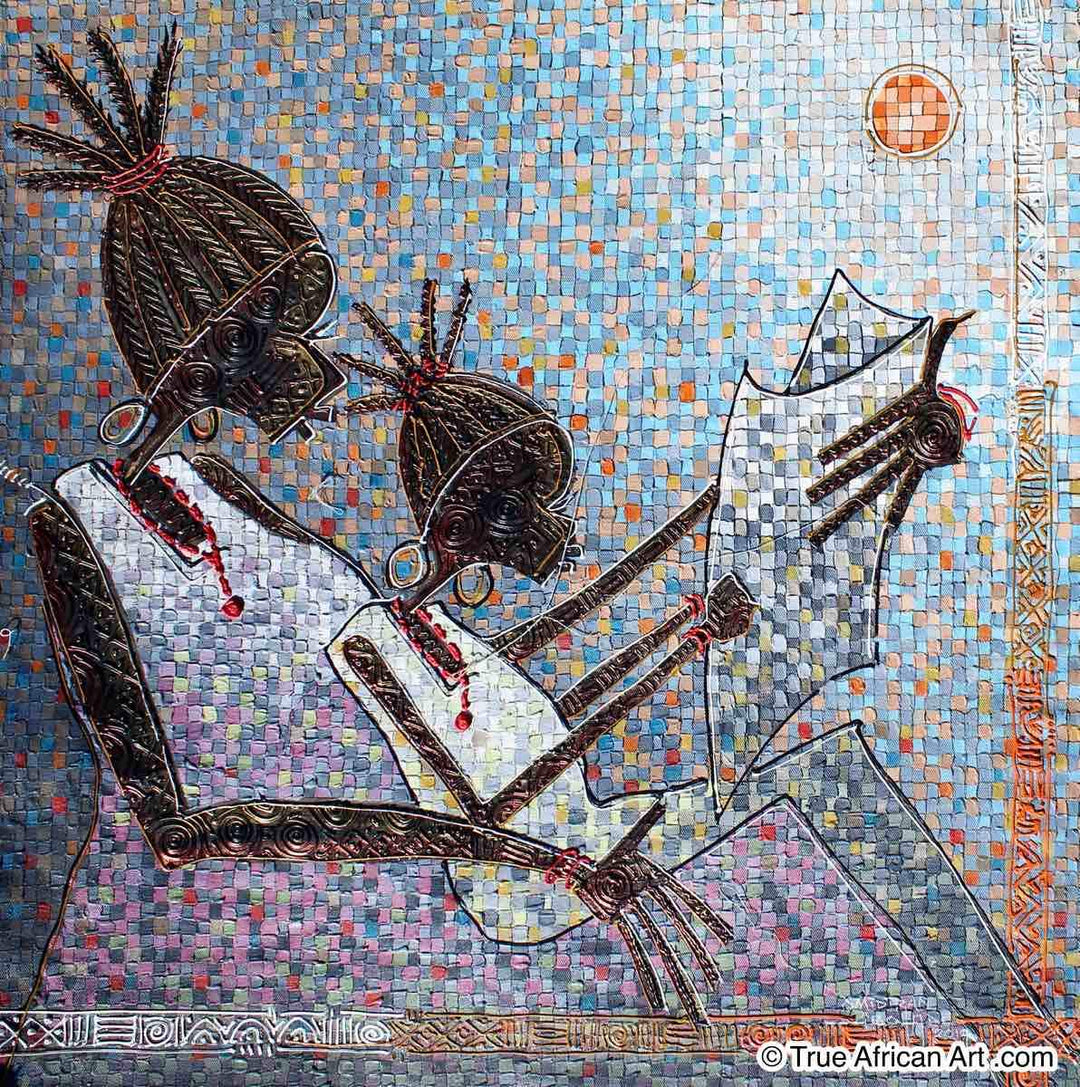 Paul Gbolade Omidiran  |  Nigeria  |  "Loving Mother"  |  Original and Print  |  True African Art .com