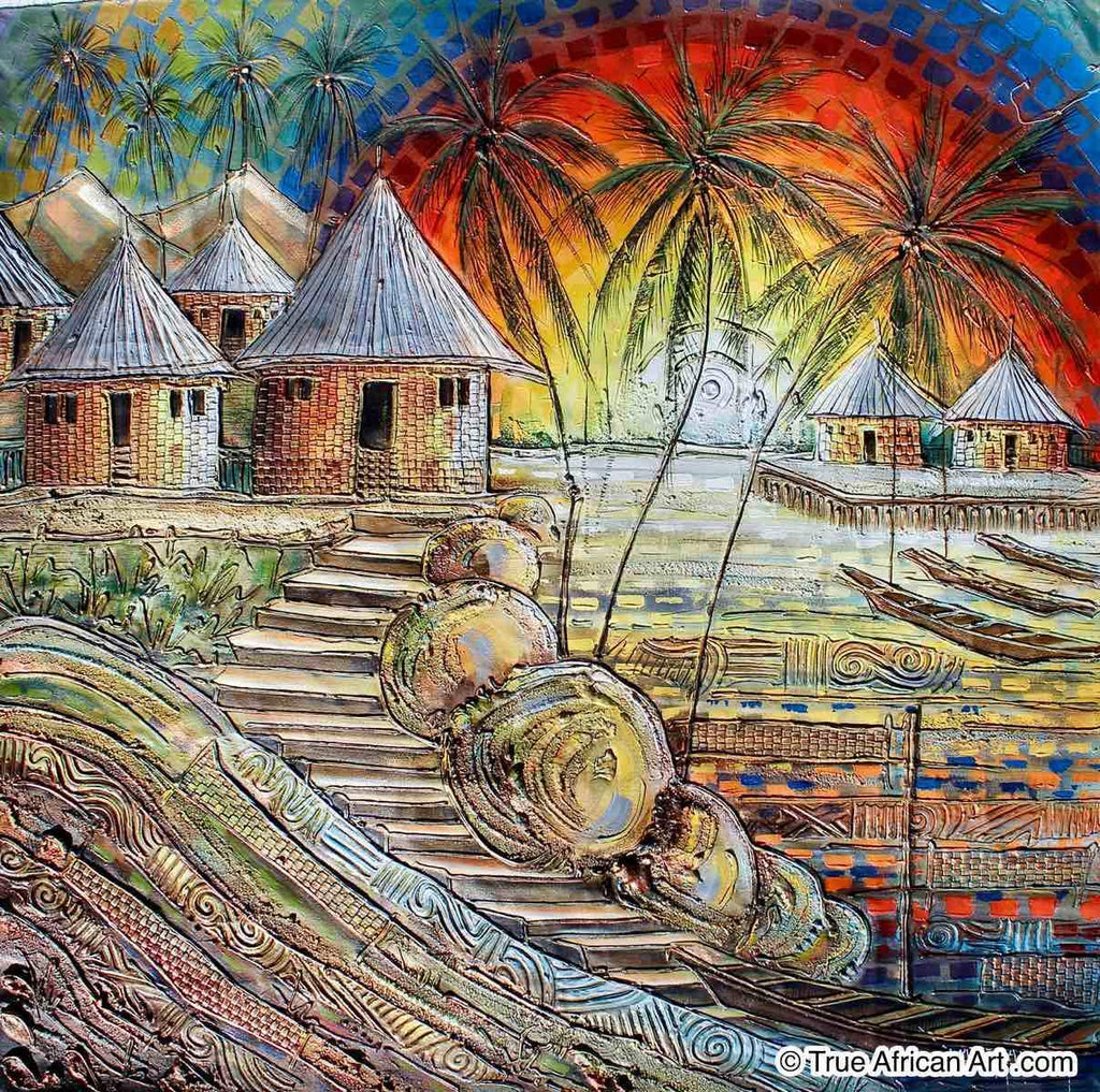 Paul Gbolade Omidiran | Nigeria | "Uphill Setting" |  Original and Print  | True African Art .com