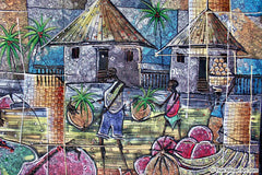 Close up of Fruit Selling Village.