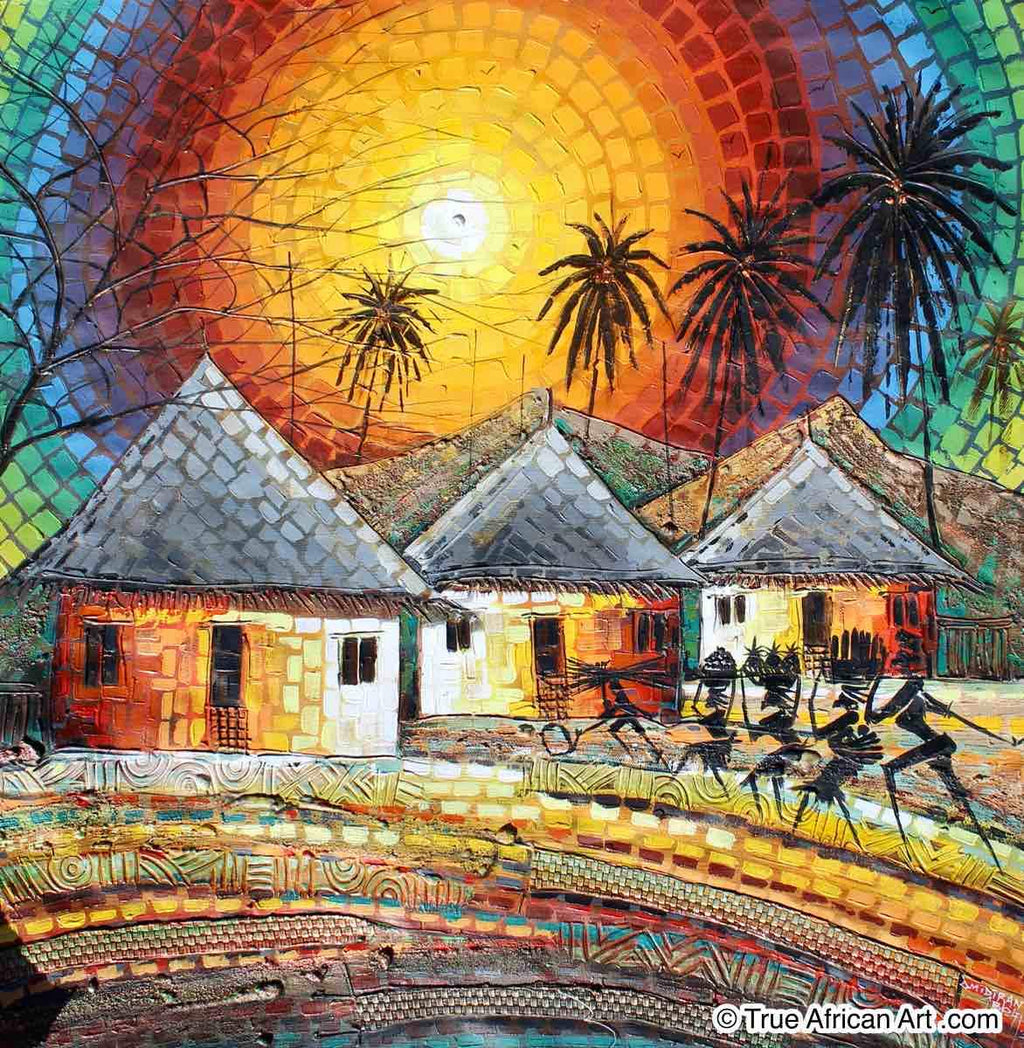 Paul Gbolade Omidiran | Nigeria |  "Family from the Farm"  |  Original and Print  | True African Art .com