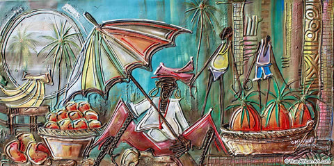 Paul Gbolade Omidiran  |  Nigeria  |  "Fruit Seller"  |  Original and Print  |  True African Art .com