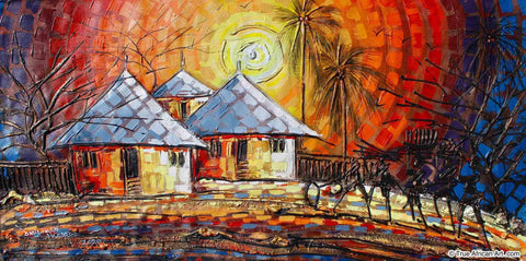 Paul Gbolade Omidiran | Nigeria | "Family Homeward" |  Original and Print  | True African Art .com
