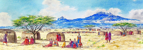 A Day in the Village by Kenyan artist Joseph Thiongo | True African Art .com