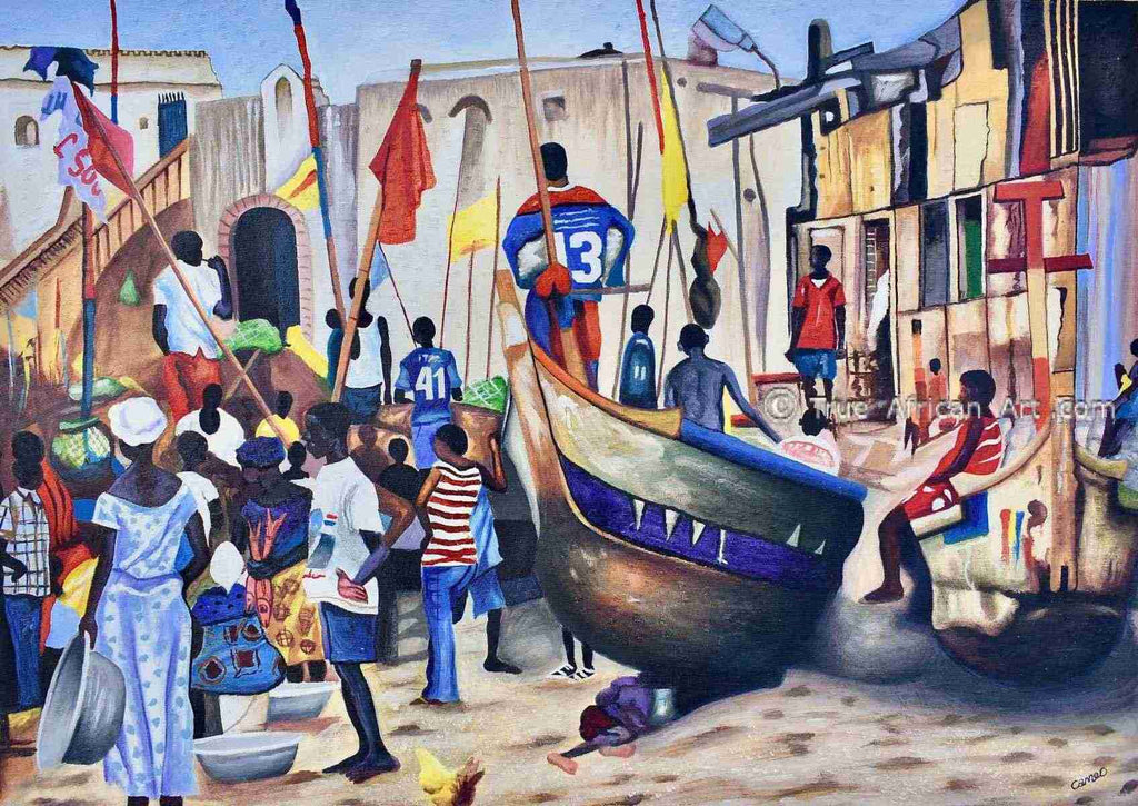 Francis Sampson  |  Ghana  |  "A Normal Day"  |  Print  |  True African Art .com