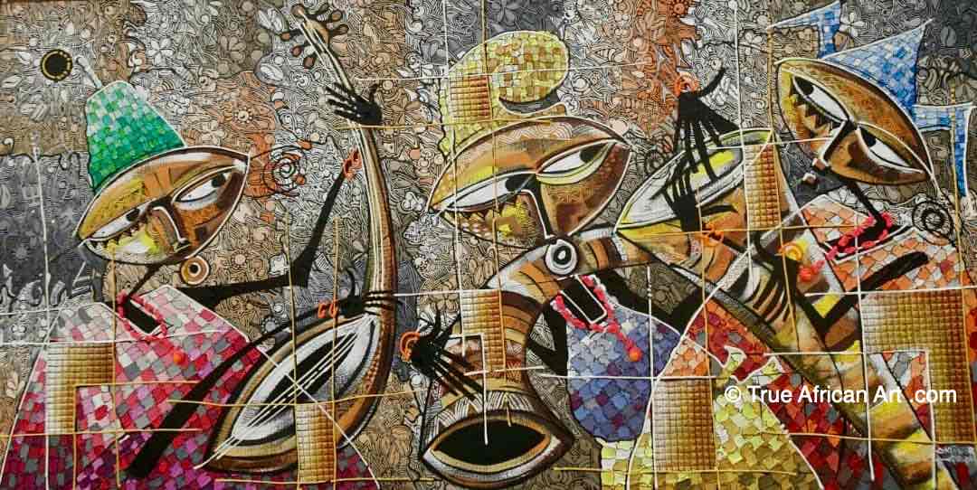 Paul Omidiran  |  Nigeria  |  "African Music Makers"  |  Original  |  True African Art .com