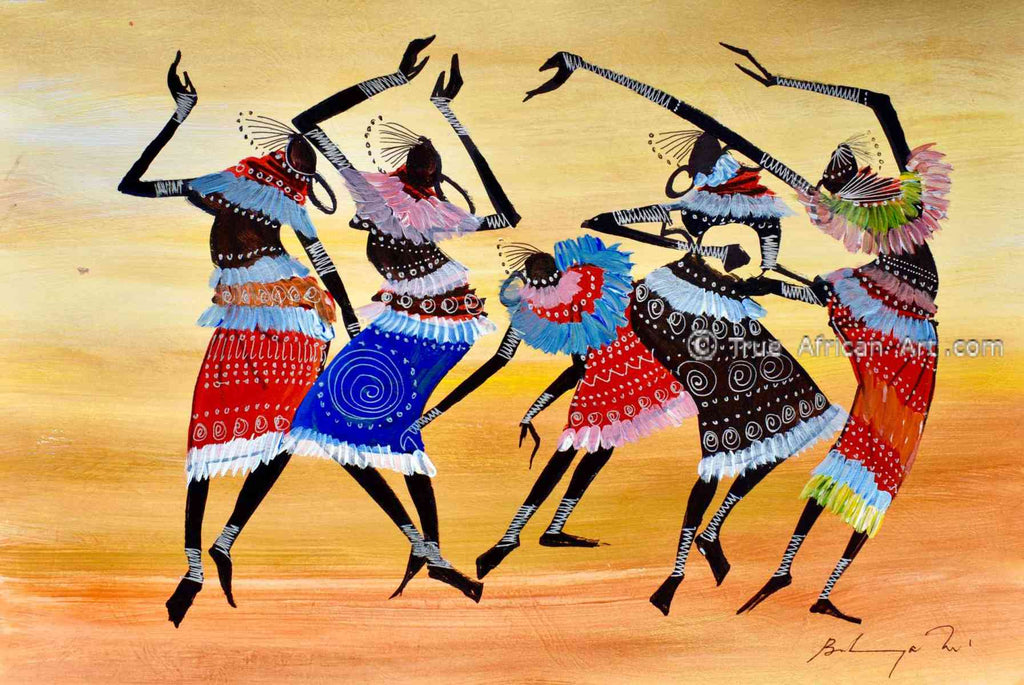 African Artist from Kenya, Martin Bulinya paints the Masai Tribe.