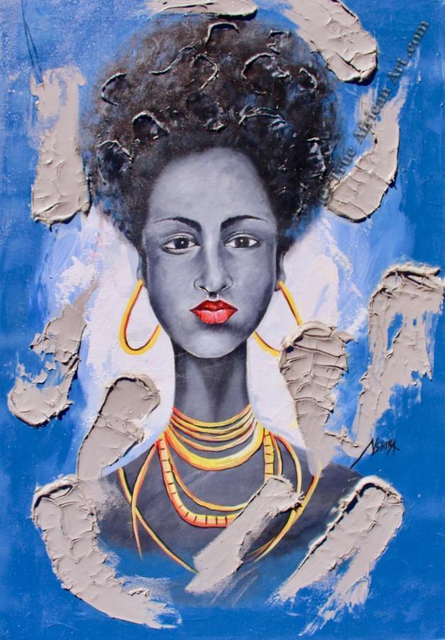 Daniel Akortia  -  "Beauty in Blue"  -  True African Art.com