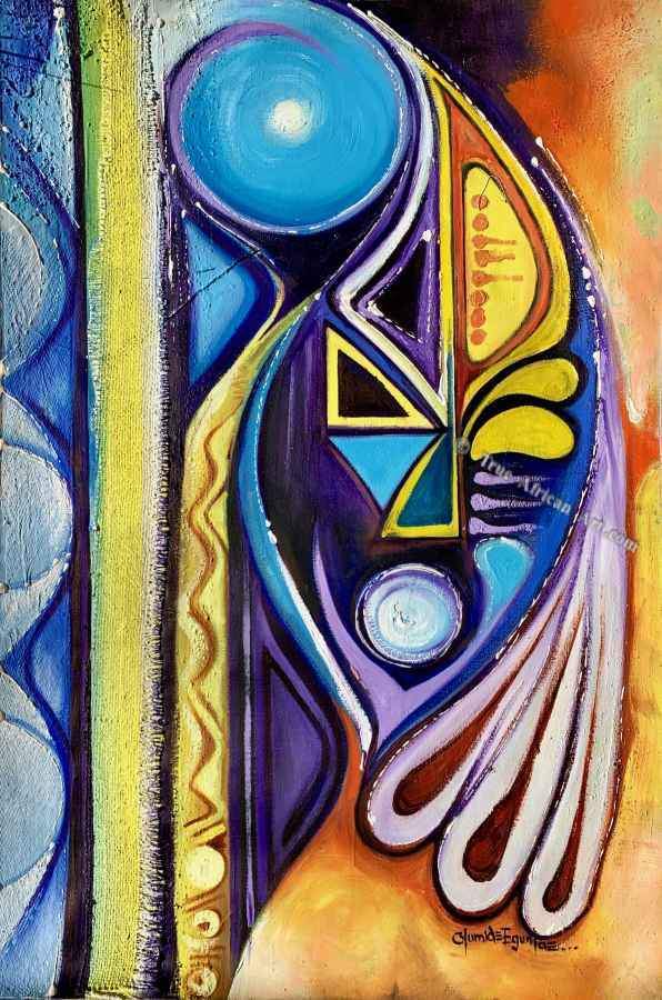 Olumide Egunlae  |  Gambia  |  "Blue Abstract"  |  True African Art .com