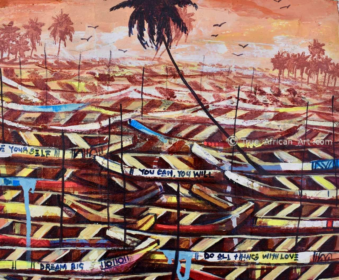 "Boats Abound 2" - Appiah Ntiaw - True African Art .com