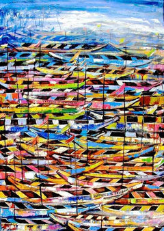 Appiah Ntiaw   |  Ghana  |  "Boats Abound"  |  Print  |  True African Art .com