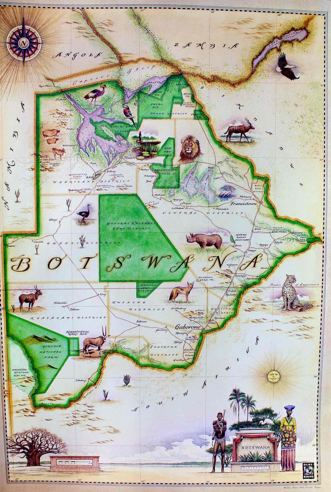 Blue Rhino Maps | Botswana | True African Art .com