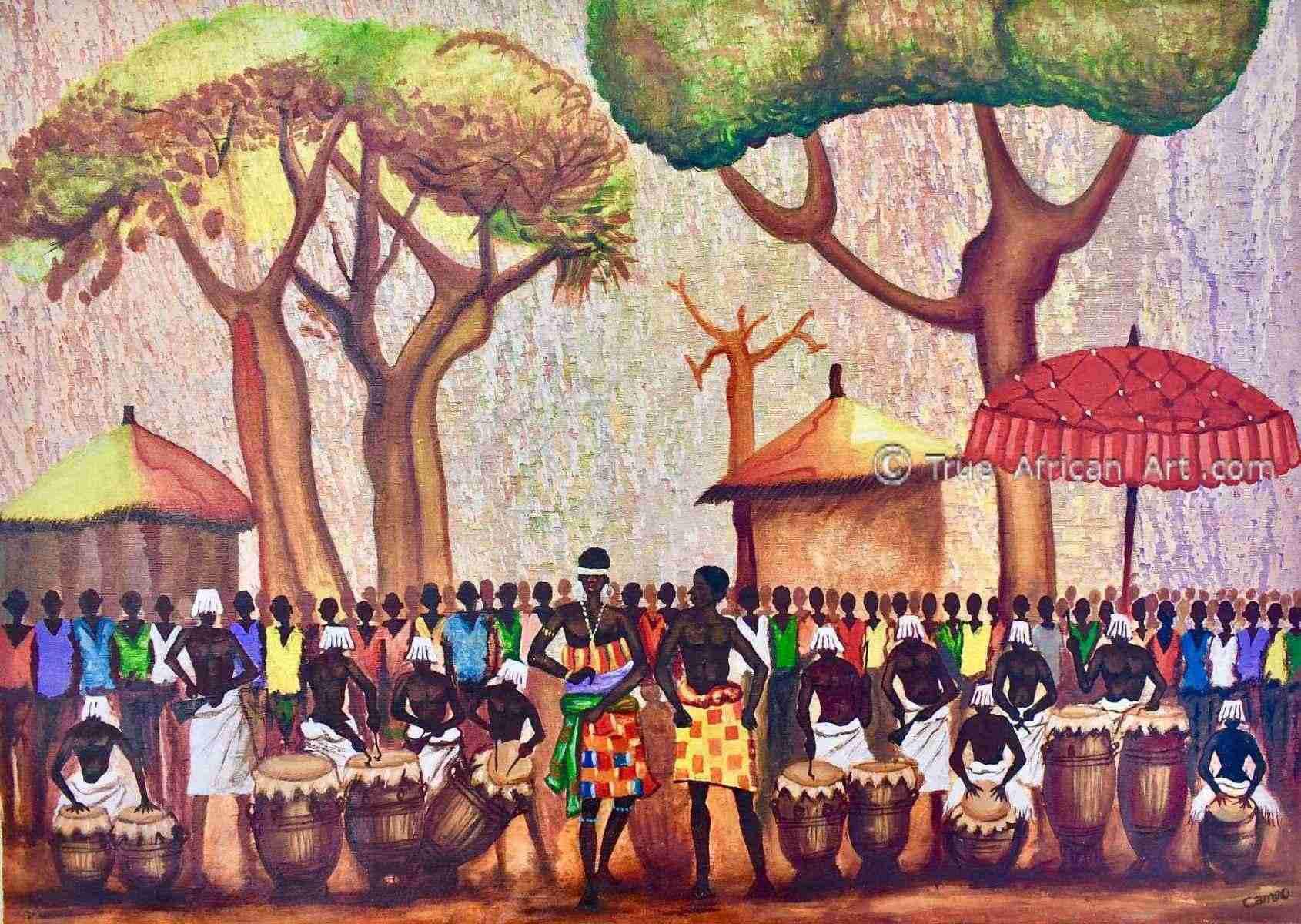 Francis Sampson  |  Ghana  |  Celebration Drumming - Red  |  Print