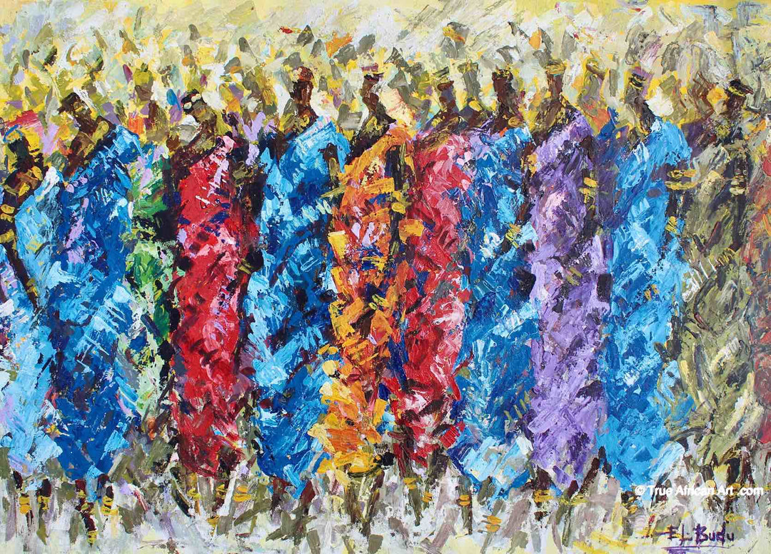 Ernest Budu | Ghana | "Gathering" | Original | True African Art .com