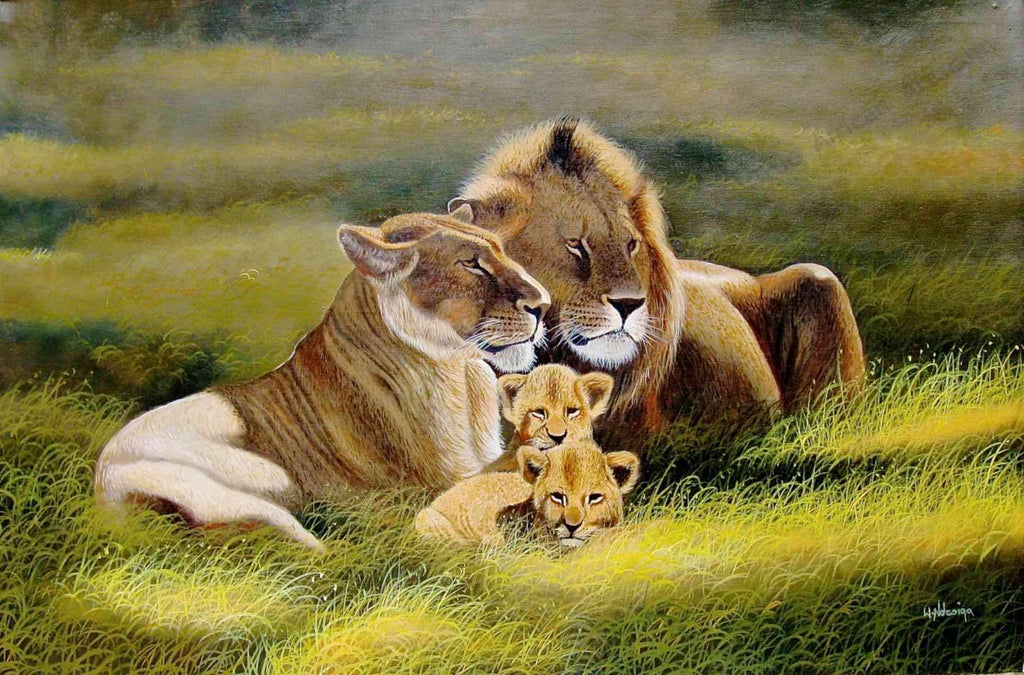 Wycliffe Ndwiga  |  Kenya  |  Family of Lions  |  Print  |  True African Art .com