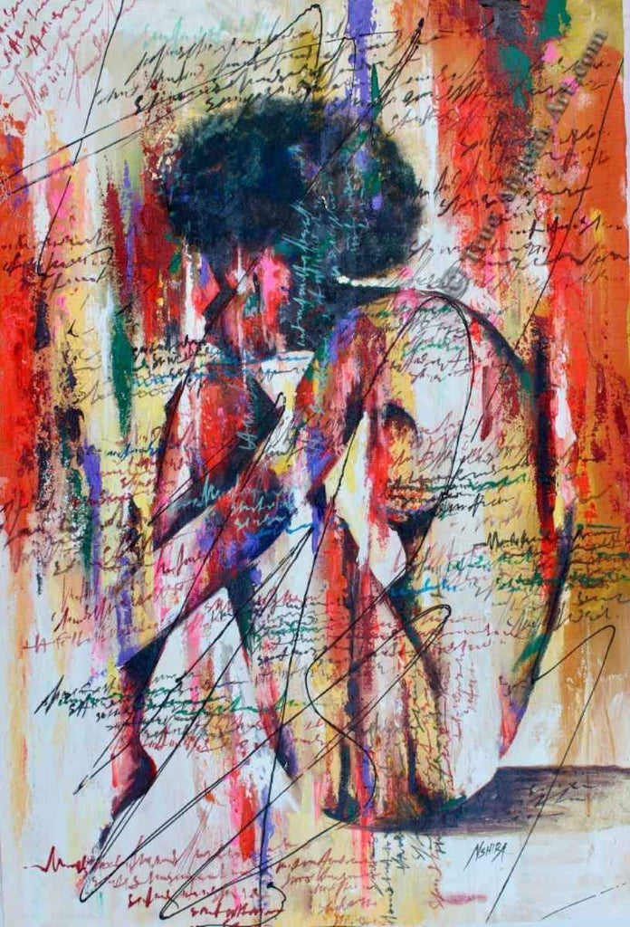 Daniel Akortia  |  Ghana  |  "Figuring it Out"  |  Print  |  True African Art .com