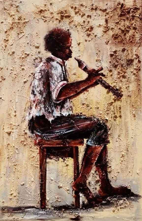 Daniel Akortia  |  Ghana  |  "Flute Master"  |  Print  |  True African Art .com