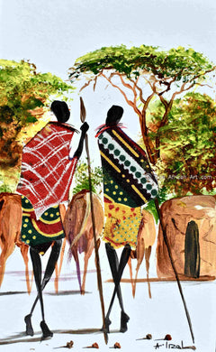 Maasai artist Albert Lizah paints for True African Art