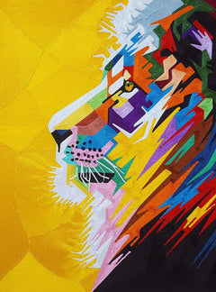 Yeboah Family - Yeb  |  Ghana  |  Silk Thread  |  "King Lion"  |  True African Art .com