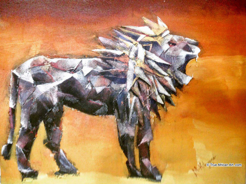 Masoud Kibwana | Tanzania | "Lion Roar" | Original | True African Art .com