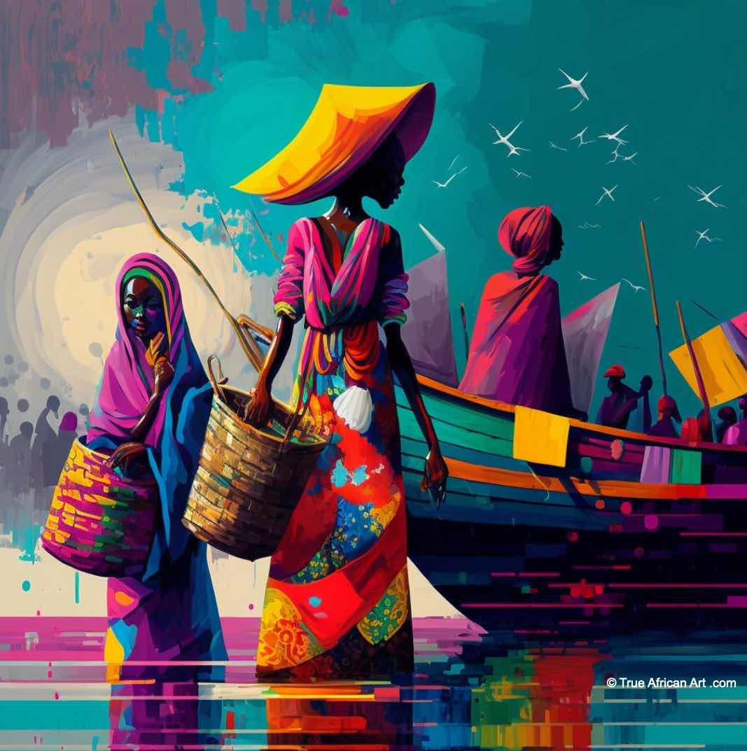 Marketplace Scene - 4  |  Yeboah's  |  Ghana  |  Handmade  |  True African Art .com