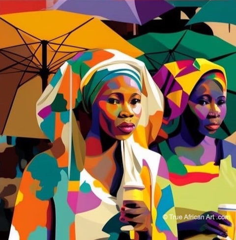 Yeb Silk Thread Art - Yeboah's | Ghana | "Marketplace 6"  |  Handmade | True African Art .com